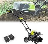 Kabellose Tragbare Elektrische Motorhacke, Anbautiefe 18 cm (7,1 Zoll), Arbeitsbreite 36 cm (14,2 Zoll), Elektrische Roto-Motorhacken Für Garten, Rasen, Gewächshaus,Gigh End3