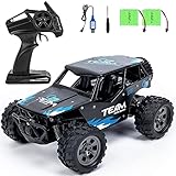 Vubkkty RC Ferngesteuertes Auto Offroad für Kinder, 1:18 Aluminiumlegierung RC Car 2,4 GHz 20km/h Metall Spielzeugauto mit 2 Wiederaufladbaren Batterien für Junge 6 7 8 9 10 11 12 13 14 Jahre Schwarz