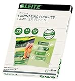 Leitz Heißlaminierfolien, A5, 100er Pack, Glänzend, Transparent, Folienstärke 80 mic, 33817