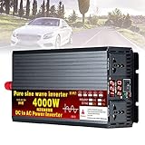 LXDQ 3500W 4000W 5500W Reiner Sinus-Wechselrichter DC-AC-Konverter mit 2 Wechselstromsteckdosen, 2 Lüftern Auto-Wechselrichter Autoladegerät Feuerzeugadapter, 4000W-48Vto220V