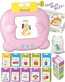 Winnrok Sprechende Lernkarten Deutsch Englisch Lernen für Kinder, Oster Geschenke Kinder Sprechen Lernspielzeug Sprachförderung ab 2 3 4 Jahre, Flash Cards Lernspiele Vokabelfreund 224 Wörter Rosa