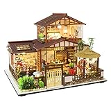 fengshan Mini-Hausbau-Set | Mini-Hausbauset für Erwachsene - Kleines Puppenhaus-Kit im japanischen Stil mit Musikbewegung und LED, Zuhause/Halloween/Weihnachtsdekoration, Geschenke