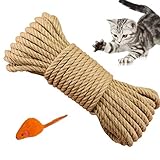 Yangbaga Natürliches Sisalseil 6mm Zum Ersatz Kletterbaum Kratzbaum Sisal Toys Bälle Enthalten (10m)