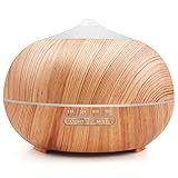 Aroma Diffuser für Ätherisches Öle: 400ml Ultraschall Luftbefeuchter Duftöl Duftlampe Äromatherapie Öle Diffusor Cool Mist Raumbefeuchter mit 7 Farben LED für Schlafzimmer Büro Yoga Spa - Holzmaserung