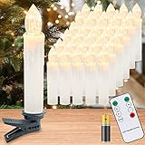 Ikodm 30 Stück LED Weihnachtskerzen Kabellos, Flammenlose Kerzen mit Batterien und Fernbedienung, warmweiß Christbaumkerzen für Weihnachtsbaum, Weihnachtsdeko, Hochzeitsdeko