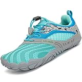 SAGUARO Kinder Barfußschuhe Traillaufschuhe Jungen Mädchen Trainingsschuhe Zehenschuhe rutschfest Walkingschuhe Himmelblau Gr.28