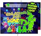 12x EINLADUNGSKARTEN für PARTY und KINDERGEBURTSTAG - die Karten im frech bunten MONSTER Design sind die perfekte EINLADUNG für Jungen Mädchen Kinder zum GEBURTSTAG Einschulung und KINDERPARTY