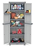 XL Kunststoffschrank Domino Wave - Universalschrank mit Riegel-Mechanismus und vielen Extras! XL Volumen und topp Qualität für Haushalt und Gewerbe! Maße: 70 x 43,8 x 181,8 cm