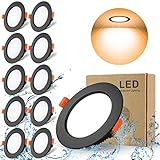 SPAHER Einbaustrahler LED Einbauleuchten Einbauspots Schwarz Deckenspots Led Spots 10er Ultra Flach 5W 230V IP44, 500 Lumen Warmweiß 3000K Ausschnitt 70-80mm,CRI 80, für Schlafzimmer Badezimmer