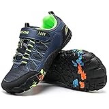 Littleplum Wanderschuhe Jungen Trekkingschuhe Kinder Wanderschuhe Barfußschuhe Kinder Traillaufschuhe Atmungsaktiv rutschfest Outdoorschuhe(E Blau,30EU)