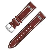 Laco Fliegeruhren Lederband – 18 mm – 18,5 cm lang – Nieten – Ersatzband – Einzigartige Qualität – Herausragende Verarbeitung