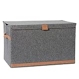 Love it Store it Premium Aufbewahrungsbox mit Deckel - Truhe aus hochwertigem Stoff - Extra groß und stabil - Grau - 62x37,5x39 cm