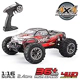 VATOS Ferngesteuertes Auto, 4WD RC Auto 36 km/h 1:16 Funkfernsteuerung Elektro Geländewagen 2,4 GHz RC ferngesteuertes Offroad Monstertruck Buggy Auto Spielzeug Geschenk für Kinder und Erwachsene