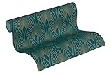 Livingwalls Vliestapete New Walls Tapete 50's Glam Art Deco Optik 10,05 m x 0,53 m metallic blau grün Made in Germany 374275 37427-5