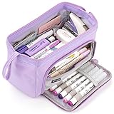 EASTHILL Federmäppchen mit grossem pencil case Fassungsvermögen Tragbare Stifttasche Tragbare kosmetisches Office High School Organizer College Studentin Mädchen Jugendliche Mädchen Erwachsene-Violett