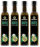 Kräuterland Bio Hanföl - Hanfsamenöl 1 Liter (4x250ml) 100% rein kaltgepresst - hoher Anteil an Omega 3-6-9 Fettsäuren - vegan in Premium Qualität