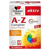 Doppelherz A-Z Complete DEPOT Langzeit-Vitamine – 23 Vitamine, Mineralstoffe & Spurenelementen plus Lutein – 40 Retard-Tabletten