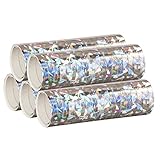 PartyMarty Silber Metallic Luftschlangen im 5er Sparpack - 5 Rollen mit je 18 holografisch-glitzernden Luftschlangen - für Karneval, Fasching, Geburtstag, Silvester, Dekoration GmbH®