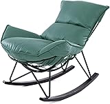 Mingone Design Schaukelstuhl Schaukelsessel Wohnzimmer, Stillsessel, Moderner Schwingsessel mit Metallgestell Und Massivholz, Rocking Chair, Polster Relaxstuhl für Wohnzimmer, Schlafzimmer(Grün)