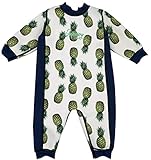 Aquajoy Warmsy - Premium Wende-Schwimmanzug | Warmer Neoprenanzug für Babys & Kleinkinder | Warme Ganzkörper-Badebekleidung für Jungen & Mädchen | 2 in 1-Design (Blaue Ananas) Gr. 3-6 Monate