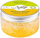 GREENDOOR Körperpeeling Sugar Scrub Aprikose Mango mit Provitamin A 230g, sanftes Zucker-Peeling ohne Farbstoffe Mikroplastik, Duschpeeling aus der Naturkosmetik Manufaktur, Body Scrub, Sauna-Zucker