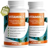 Natürliches VITAMIN C - 2x180 Kapseln - mit 400 mg Vitamin C aus Amla, Acerola, Camu-Camu & Hagebutten pro Tag - Vitamin C Komplex - 100% vegan - ohne Zusatzstoffe - 6 Monatsvorrat - Made in Germany