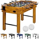 GAMES PLANET Tischfussball „Glasgow“, 5 Dekore: Holz/Schwarz/Blau/Soccer/Weiß, inkl. 2 Bälle, 2 Getränkehalter, höhenverstellbare Füße, hochgezogene Spielfeldecken, Tischkicker, Kicker, Kickertisch