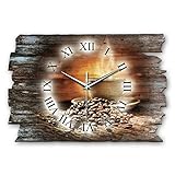 Kaffee Genuss Shabby Style Designer Wanduhr Funkuhr aus Holz *Made in Germany leise ohne Ticken WH020FL (leises Funkuhrwerk)