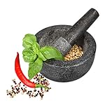 Navaris Mörser und Stößel aus Granit im Set - Steinmörser Gewürzmörser groß - für Gewürze Pesto Kräuter - Stampfer mit Schlegel - Ø 16cm