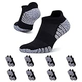 YouShow 8 Paar Sneaker Socken Damen Herren Sportsocken Laufsocken Atmungsaktiv Baumwolle Gepolsterte Kurze Halbsocken Schwarz 39-42