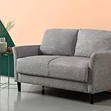 ZINUS Jackie Loveseat Sofa | Zeitgenössisch | Einfache Montage ohne Werkzeug | Ausgestellte Lehnen | Schmal zulaufende Beine | Sofa in einer Box | Weiches Grau