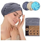 Emmy Home Haarturban - 100% Baumwolle 2 Stück Haartuch schnelltrocknend, Turban Handtuch Haare mit knopf haarhandtuch Hair Towel Haar (2er Set Ant)