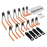 Synlyn 12 Stück Wandhaken Garage Haken Gerätehaken Doppelhaken Multi Größe Heavy Duty Wandhalterung Elektrowerkzeugen Fahrradaufbewahrung haken Das Maximale Gewicht Beträgt 20 kg. -6 Größen (Orange)