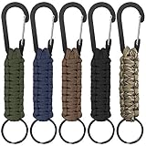 Senhai 5 Stück Paracord Schlüsselanhänger mit Karabiner, Geflochtene Lanyard Ring-Haken-Clip für Schlüssel Messer Taschenlampe Draussen Camping Wandern Rucksack Passen Männer Frau - 5 Farben