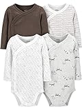 Simple Joys by Carter's Unisex Baby Body mit Seitlichen Druckknöpfen, 4er-Pack, Braun, Aufdruck, 0-3 Monate