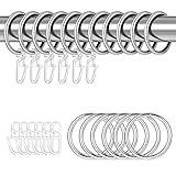 Dacitiery 30 Stück Gardinen Ringe, Metall Vorhangringe mit 30 Stück Kunststoff Gardinenhaken für Fenster Tür Duschvorhang, Gardinenhaken für Schienen, 30 mm Innendurchmesser