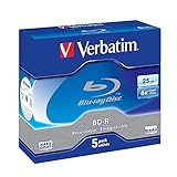 Verbatim BD-R Single Layer 6 -fache Brenngeschwindigkeit, Printable Surface Scratchguard Plus,5 Stück