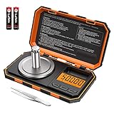 ORIA Digital Feinwaage, 50g / 0,001g Milligramm Waage, Präzisions Waage, Taschenwaage Schmuckwaage, Tragbare Mini-Waage, 50g Kalibriergewichte & Pinzetten, Tara Funktion, LCD-Anzeige - Orange