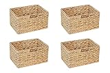 4er-Set Billy Regal Korb / 36 x 25 x 20 cm / Aus Wasserhyazinthe Natur / Faltkorb Flechtkorb Regalbox Storage Box Aufbewahrungskorb Schrankkorb klappbar faltbar und sehr stabil