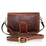 Corno d´Oro Herren Leder Handgelenktasche RFID Schutz I Handgemachte Ledertasche Umhängetasche I Echtleder Tasche Schultertasche Vintage Braun 9117