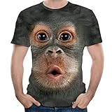 Männer 3D-Druck O-Neck Kurzarm T-Shirt Frühling Sommer Tops Bluse Tier AFFE niedliches Design Casual BlouseTees männliche Tuniken