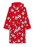 Playshoes Jungen Fleece-Bademantel Fußball 340151, 8 - Rot, 122-128