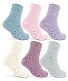 sockenkauf24 6 | 12 Paar Damen Kuschelsocken mit ABS Anti Rutsch Sohle Pastellfarben 37417 (35-42 6 Paar)