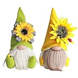 Zomtier Niedliche Wichtel mit tulpen Blumensträuße Frühlingsdeko Süßer Zwerg Wichtel Figuren Geschenk für Freundin Mama Hochzeitstag Ehefrau Muttertag (Grün+Gelb)