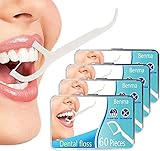 Zahnseide Sticks 4-Pack 240 Stück, Einwegzahnseide Dental Floss Zahnpflege Zahnreinigung Zahn Draht Flossers Hygienisch Zahnstocher mit Tragbar Verpackt Perfekt für Familien, Hotels und Reisen