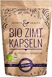 Bio Ceylon Zimt Kapseln Hochdosiert - 180 Kapseln - Natürlich - Allergenfrei - Vegan - 500 mg Zimt Ceylon pro Tagesdosierung - Hergestellt mit 100% Reinem Zimt aus Ceylon Pulver