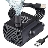 flintronic Aquarium Pumpe Klein, USB Mini Wasserpumpe, 200L/H Tauchpumpe Teich Brunnen Pumpe Aquarium Pumpe, für Teich Brunnen Aquarium, 3.5-9V 1-3W Kabel 1.4M(4 SAUGNAPF)