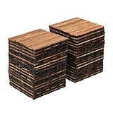 Holzfliesen Fliese Terrassenfliesen Holzoptik Bodenbelag Klicksystem Balkonfliesen Bodenbelag mit Drainage, 36er Set Innen Außen Garten Balkon Decking, 11er Spar Set für 1m², 30.3x30.3 cm