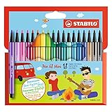 Premium-Filzstift - STABILO Pen 68 Mini - 18er Pack - mit 18 verschiedenen Farben