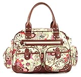 Oilily Tropical Birds Carry All Off white OCB9102-0201, Damen Henkeltasche, weiss-braun, (201), 40x16x29